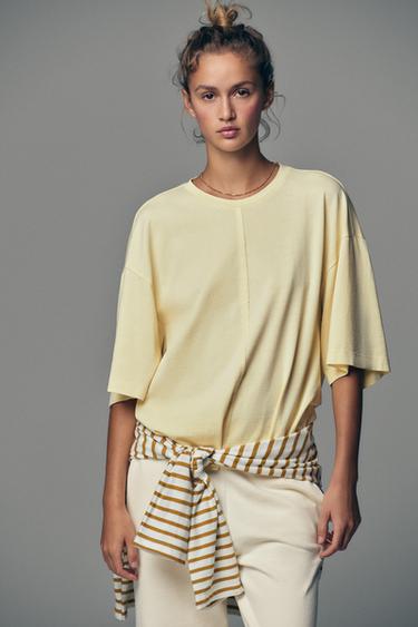 WASHED OVERSIZE T-SHIRT - Yellow by Zara - Image 1