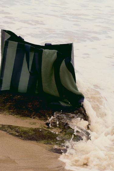 STRIPED TOTE BAG - Blue green by Zara
