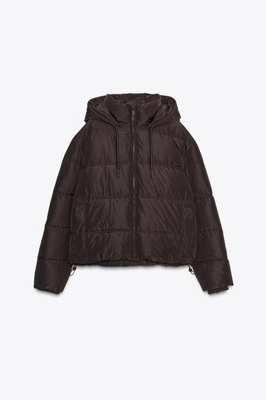 أنوراك مبطن قصير للحماية من الماء والرياح - بني by Zara