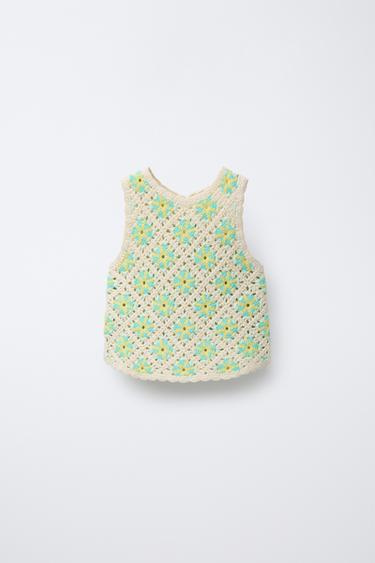 TOP EN MAILLE CROCHET - Écru de Zara