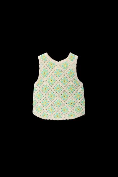Zara CROCHET KNIT TOP - Ecru - Image 0