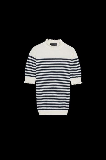 STRIPED KNIT TOP WITH FRILLS - Stripes by Zara