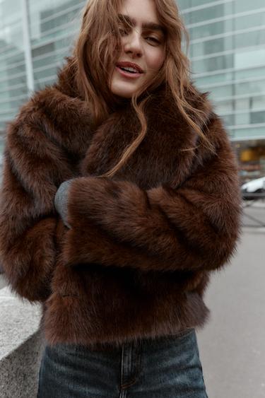 VESTE RÉVERSIBLE DOUBLE FACE EFFET FOURRURE - Marron foncé de Zara - Image 11
