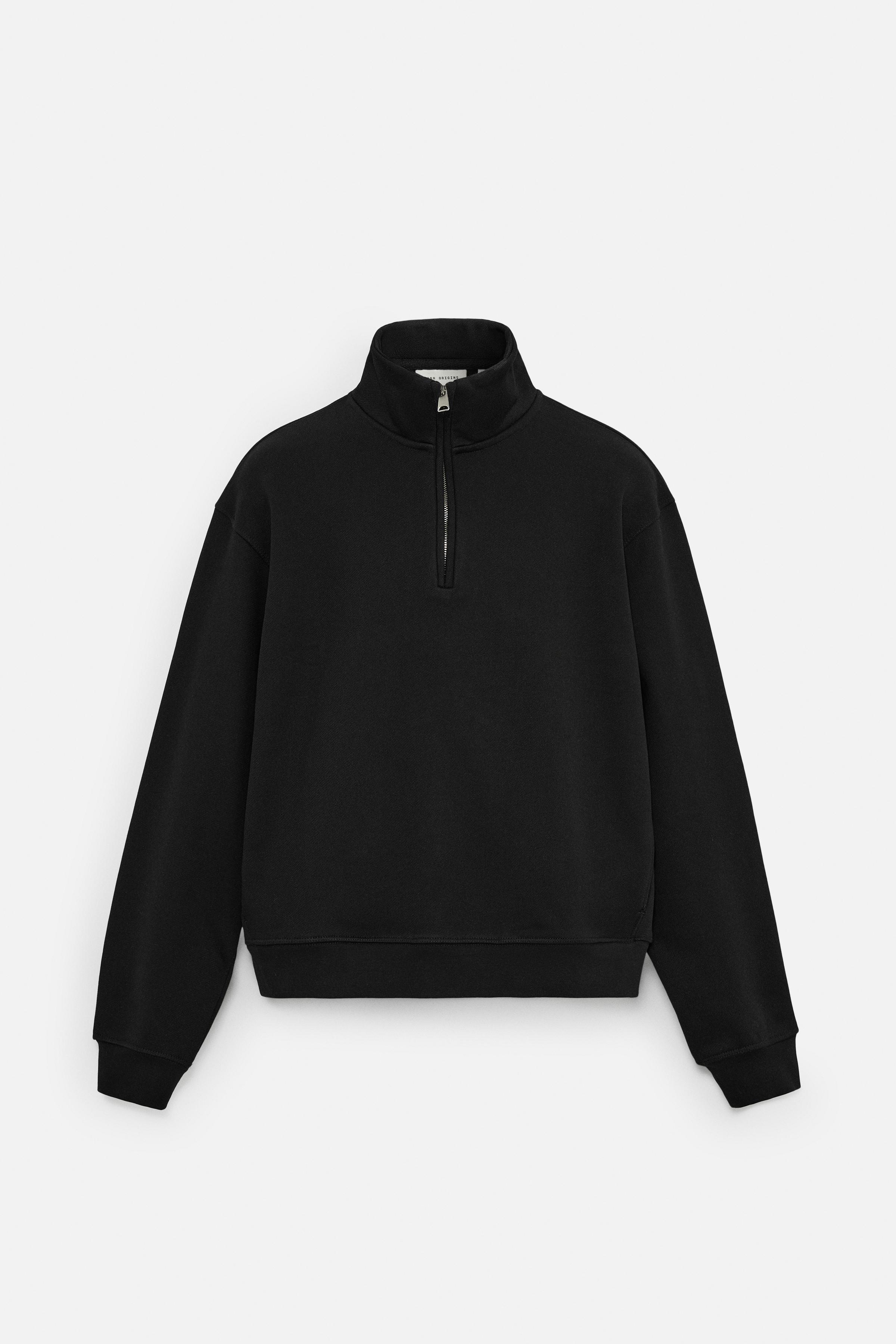 ZIPPERED COLLAR HEAVY WEIGHT SWEATSHIRT - Brown / Green