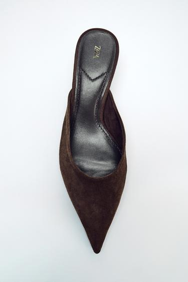 Zara SUEDE MULES - Brown