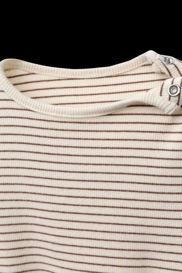 Zara STRIPED BODYSUIT AND LEGGINGS SET - Brown
