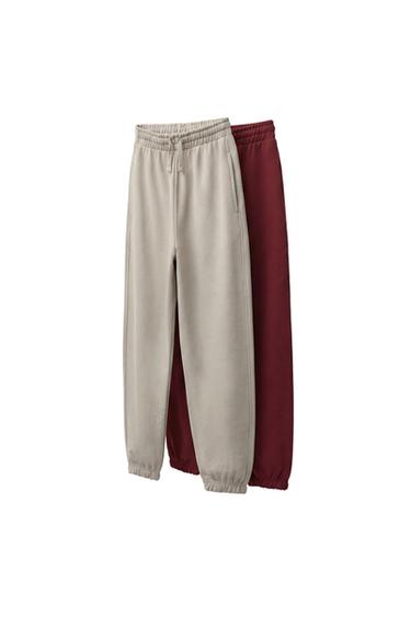 2-PACK OF PLUSH TROUSERS - Ecru / Maroon by Zara