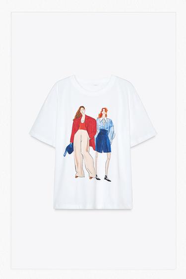 CAMISETA ESTAMPADO CHICAS - Blanco de Zara