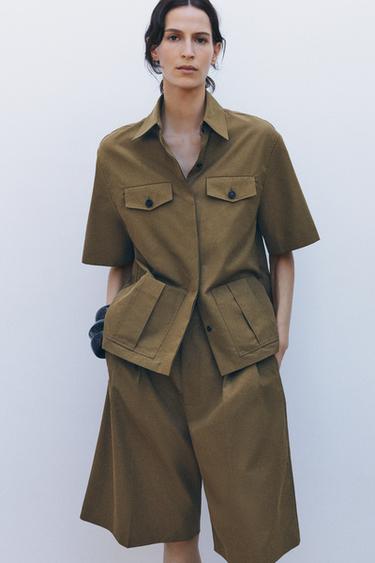 Zara POCKET SHIRT ZW COLLECTION - Olive green