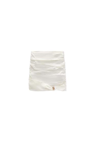 ELASTIC LINEN BLEND SKIRT