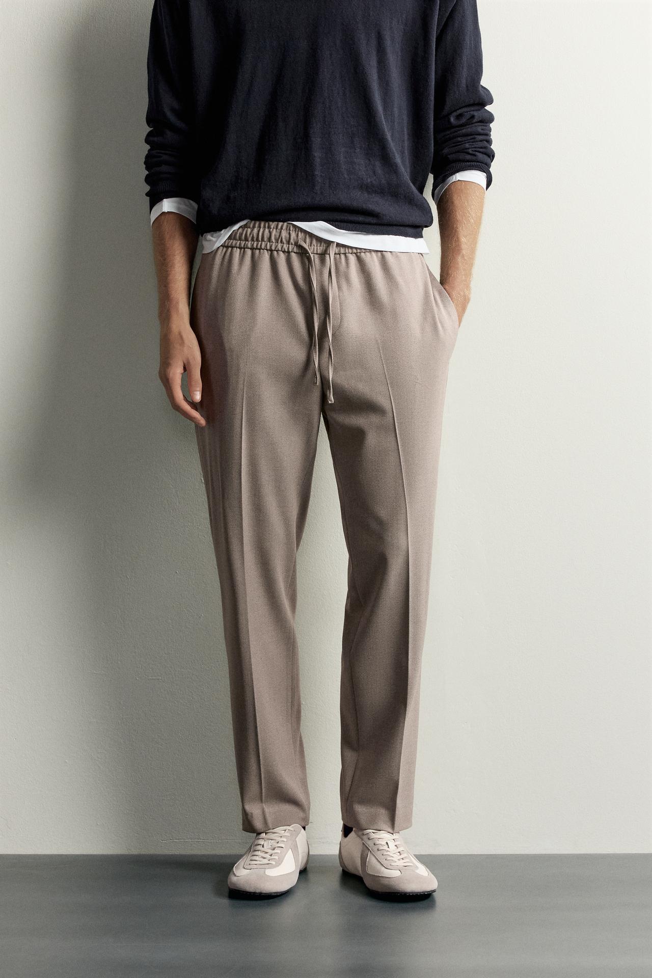 COMFORT JOGGER WAIST PANTS — taupe brown