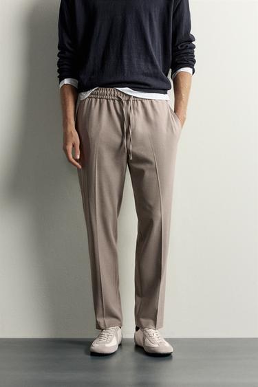 Zara COMFORT JOGGER WAIST PANTS - taupe brown