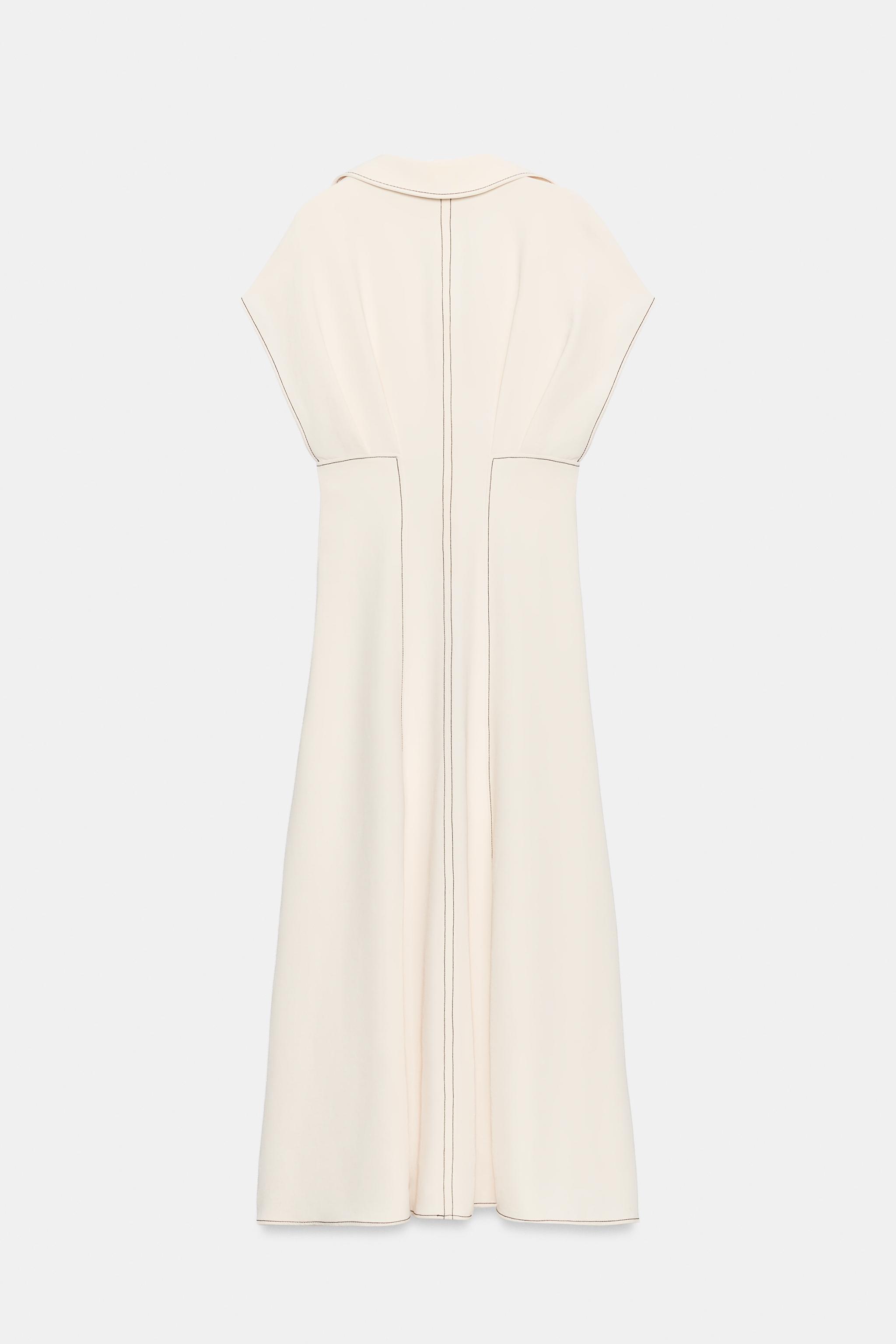 MIDI DRESS WITH CONTRAST TOPSTITCHING