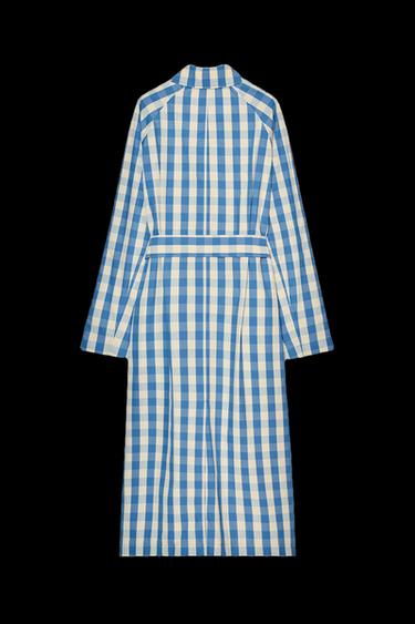 TRENCH CUADRO VICHY - Azul / Blanco de Zara