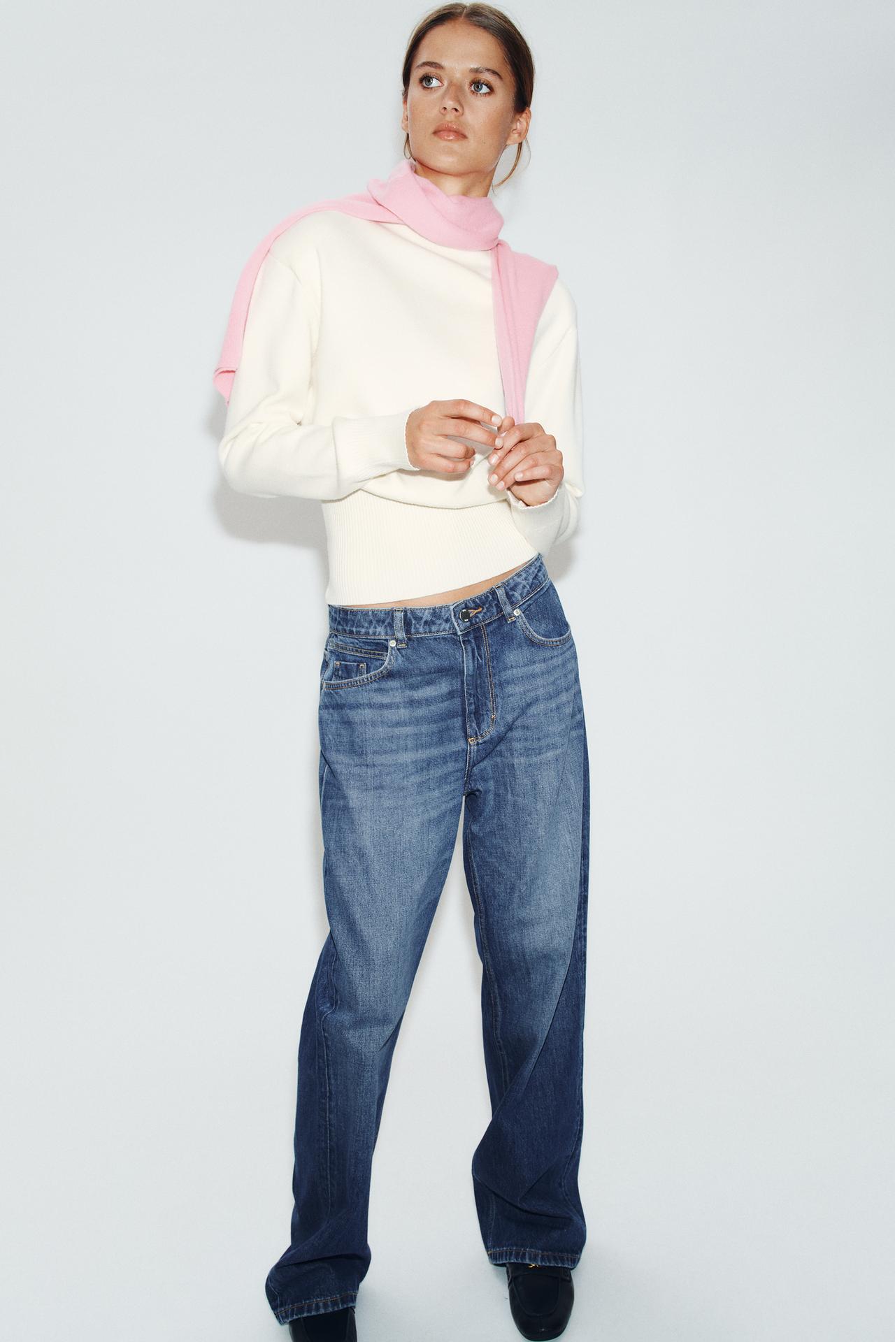 SHOULDER PAD KNIT SWEATER — Ecru
