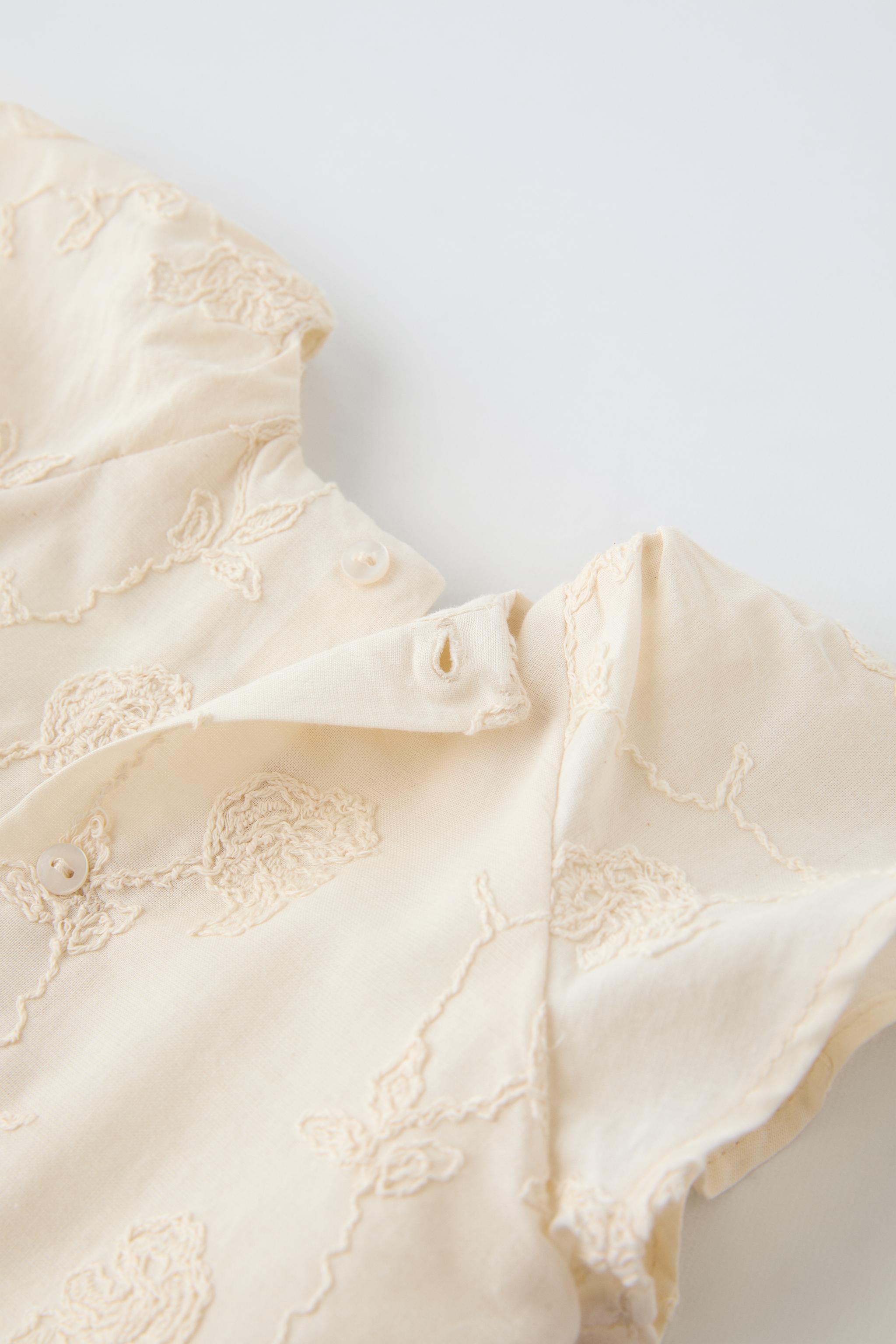 FLORAL EMBROIDERED DRESS - Light beige | ZARA United States
