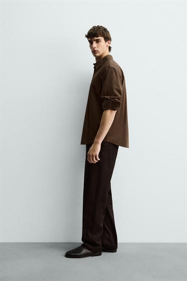 CHEMISE COUPE DÉCONTRACTÉE - Marron clair de Zara - Image 3