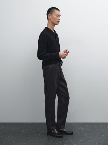 Pantalón tapered fit 100% lino - Marino de Zara - Imagen 0
