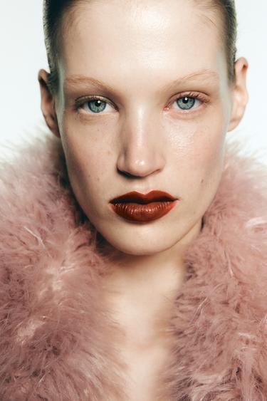 Zara FAUX FUR COAT ZW COLLECTION - Pink