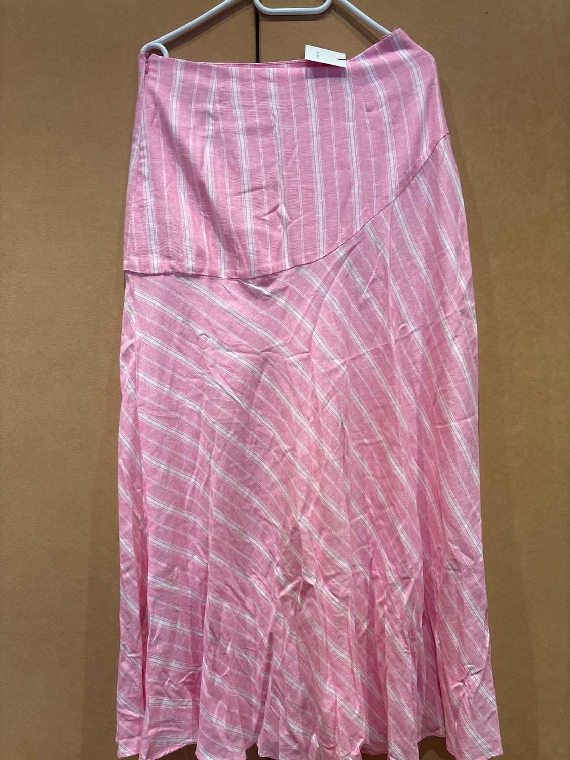 STRIPED LINEN BLEND MIDI SKIRT - Image 3