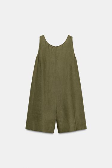 MONO CROTO LINO 100% ZW COLLECTION - Khaki de Zara - Imagen 0