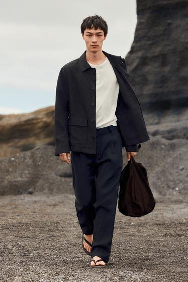 Zara Total look linen jacket with flecked detail - Blue