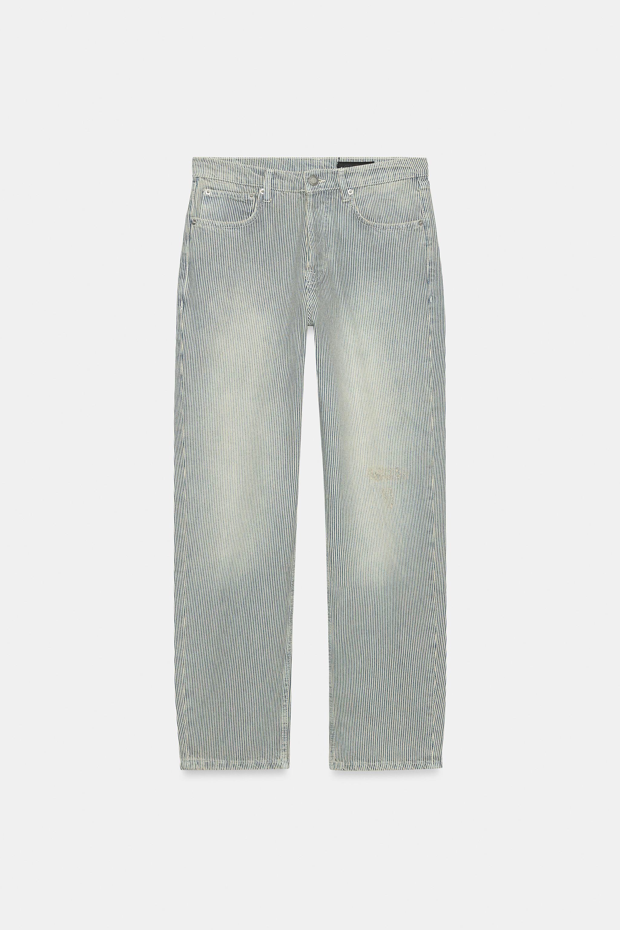 ZW COLLECTION LOW-RISE STRIPED STRAIGHT LEG JEANS