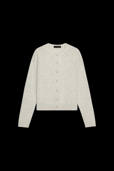 BASIC 100% WOOL KNIT CARDIGAN - Sand / Marl by Zara - Image 0