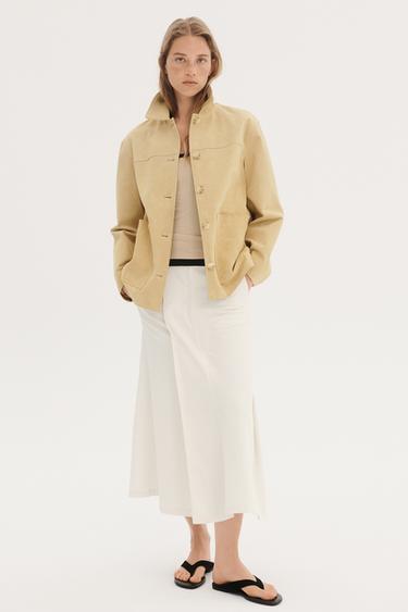 Zara ZW COLLECTION LIMITED EDITION SUEDE LEATHER JACKET - Butter