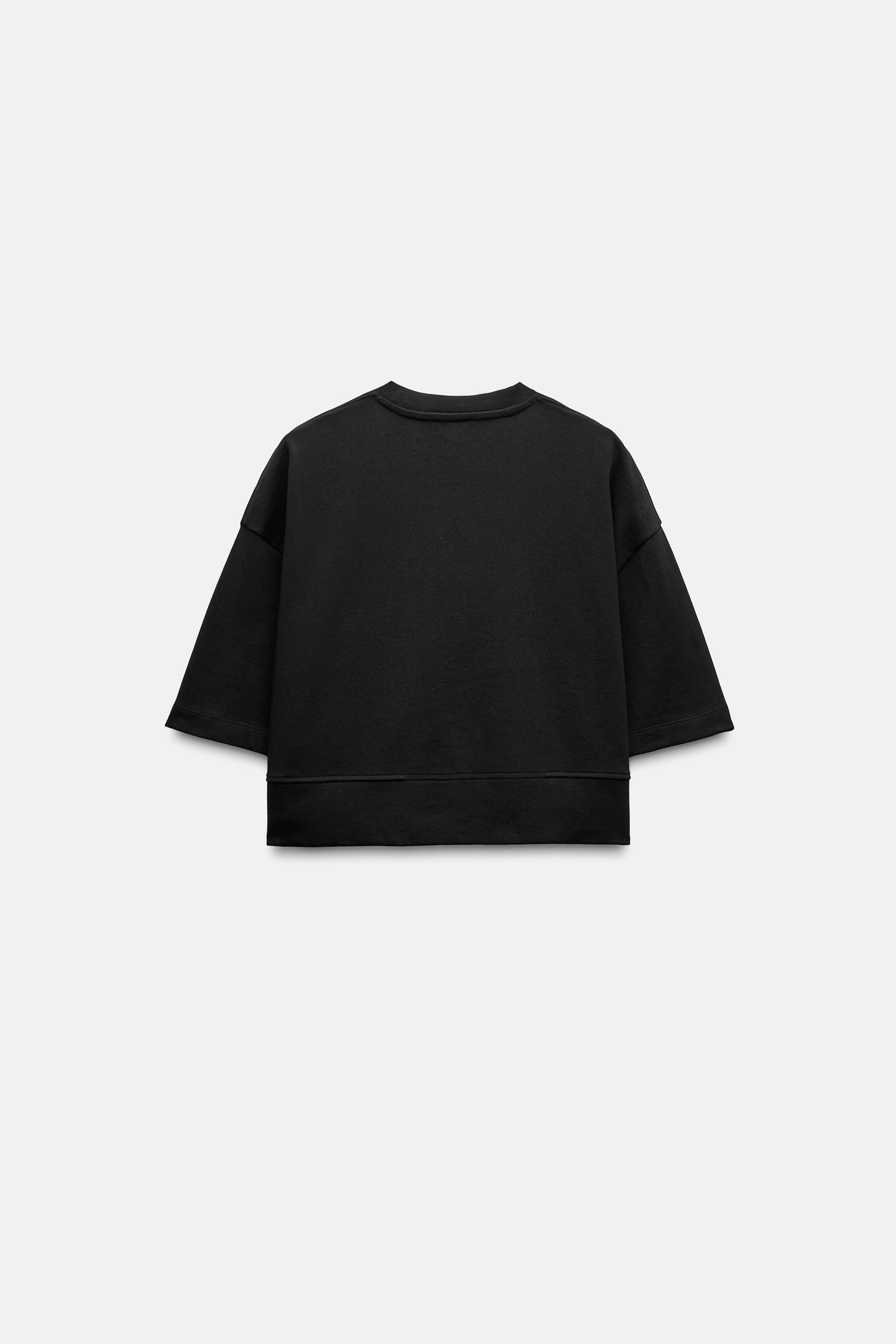 zara クロップド オファー 丈 t シャツ