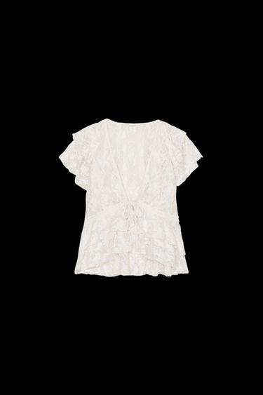 SPITZENTOP MIT SCHLEIFEN - Beige von Zara - Bild 0