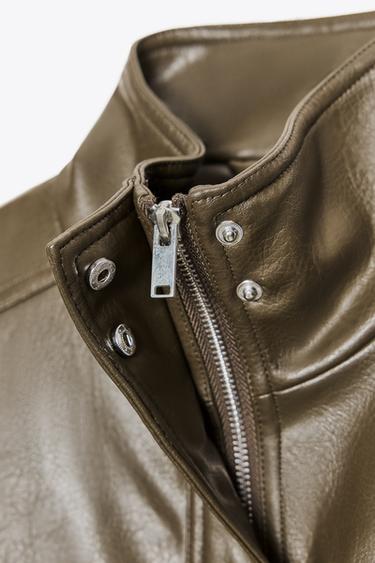 VESTE COURTE EN MATIÈRE SYNTHÉTIQUE - vert kaki-moyen de Zara - Image 8