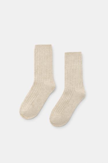 RIBBED SOCKS - Beige marl by Zara
