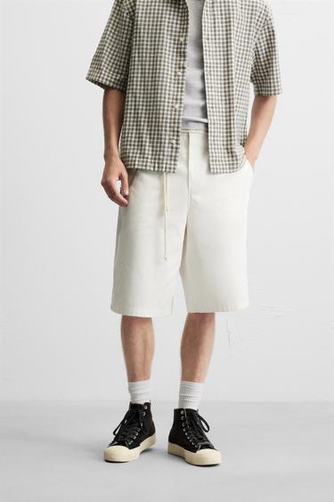RELAXED FIT BERMUDA SHORTS - White by Zara