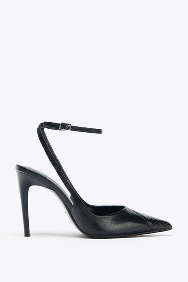 КОЖАНЫЕ ТУФЛИ НА КАБЛУКЕ — Черный от Zara