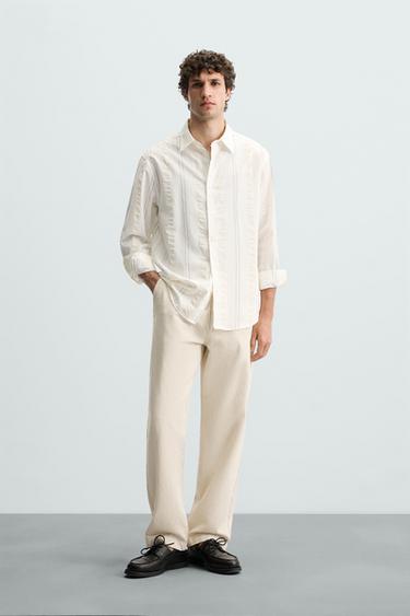 Zara STRIPED SHIRT - Ecru - Image 0