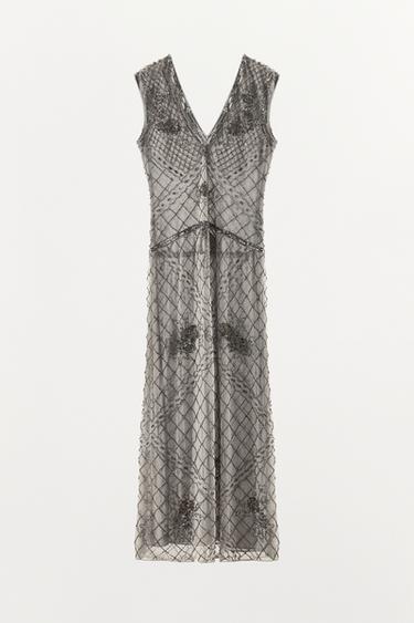 ROBE EN TULLE BRODÉE ET FANTAISIE - Argent de Zara - Image 6