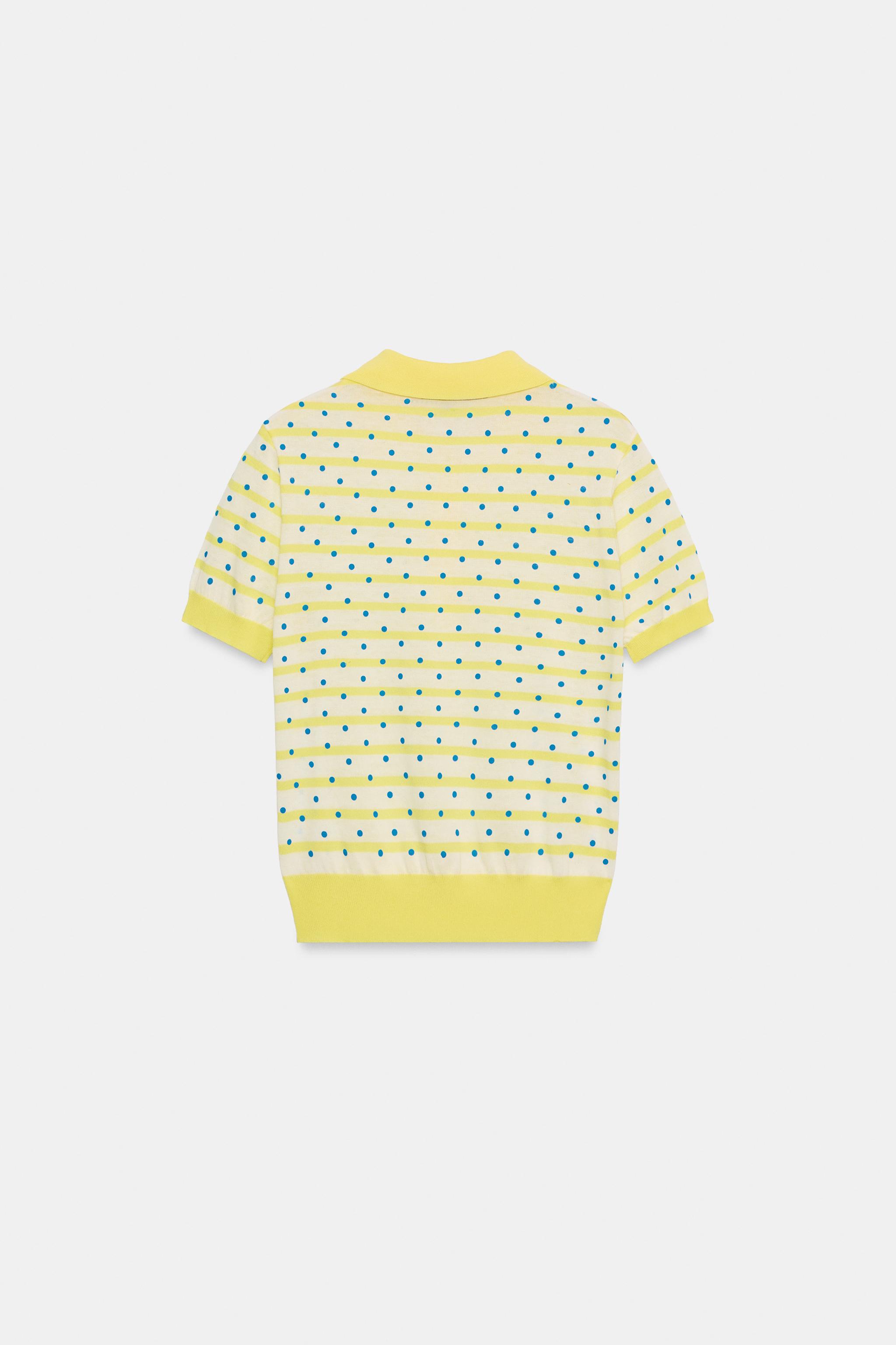 POLO EN MAILLE À RAYURES ET POIS