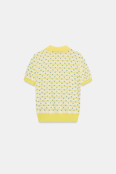 STRIPED AND DOTTED KNIT POLO SHIRT - Multicoloured by Zara - Image 5
