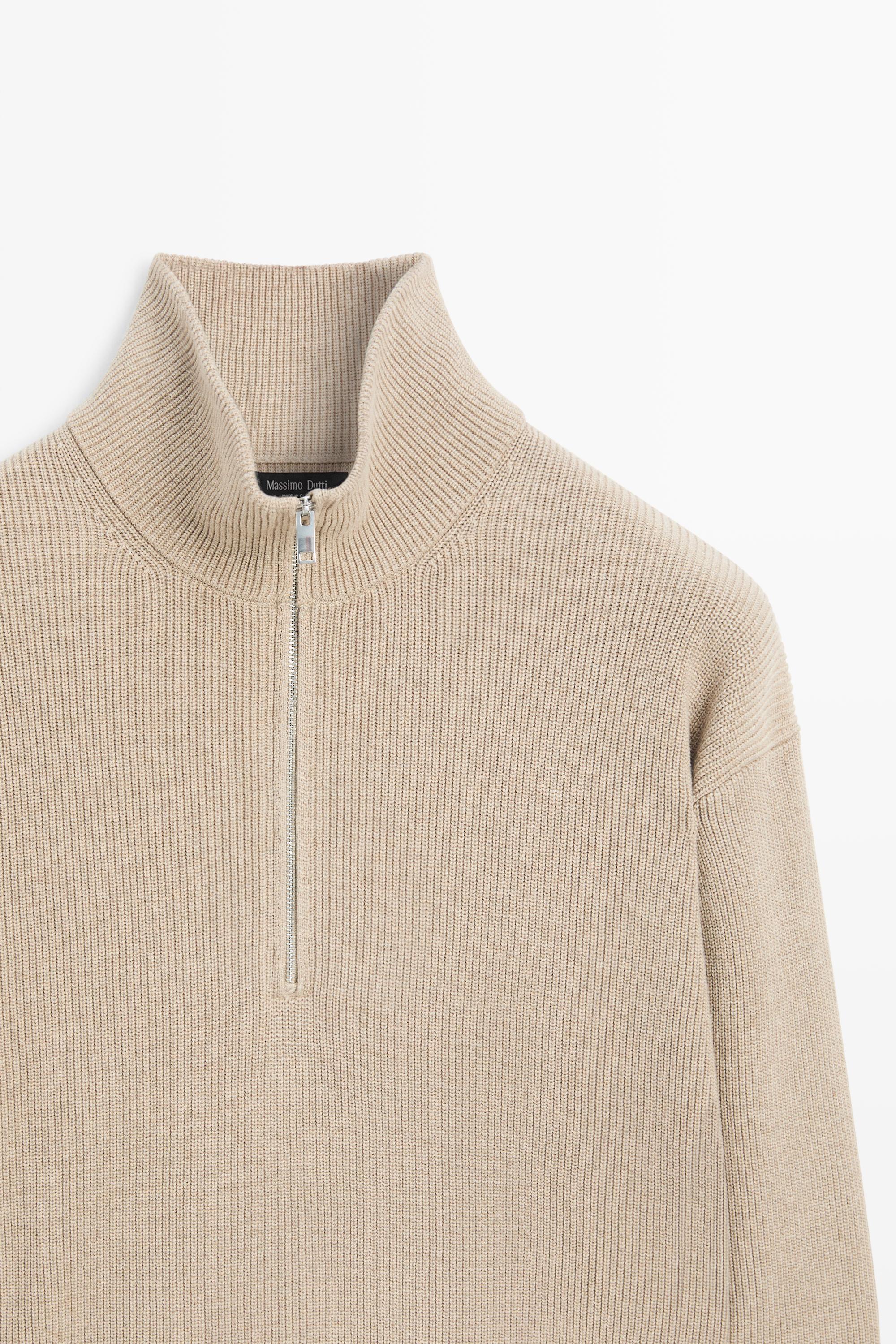 100% cotton mock neck knit sweater
