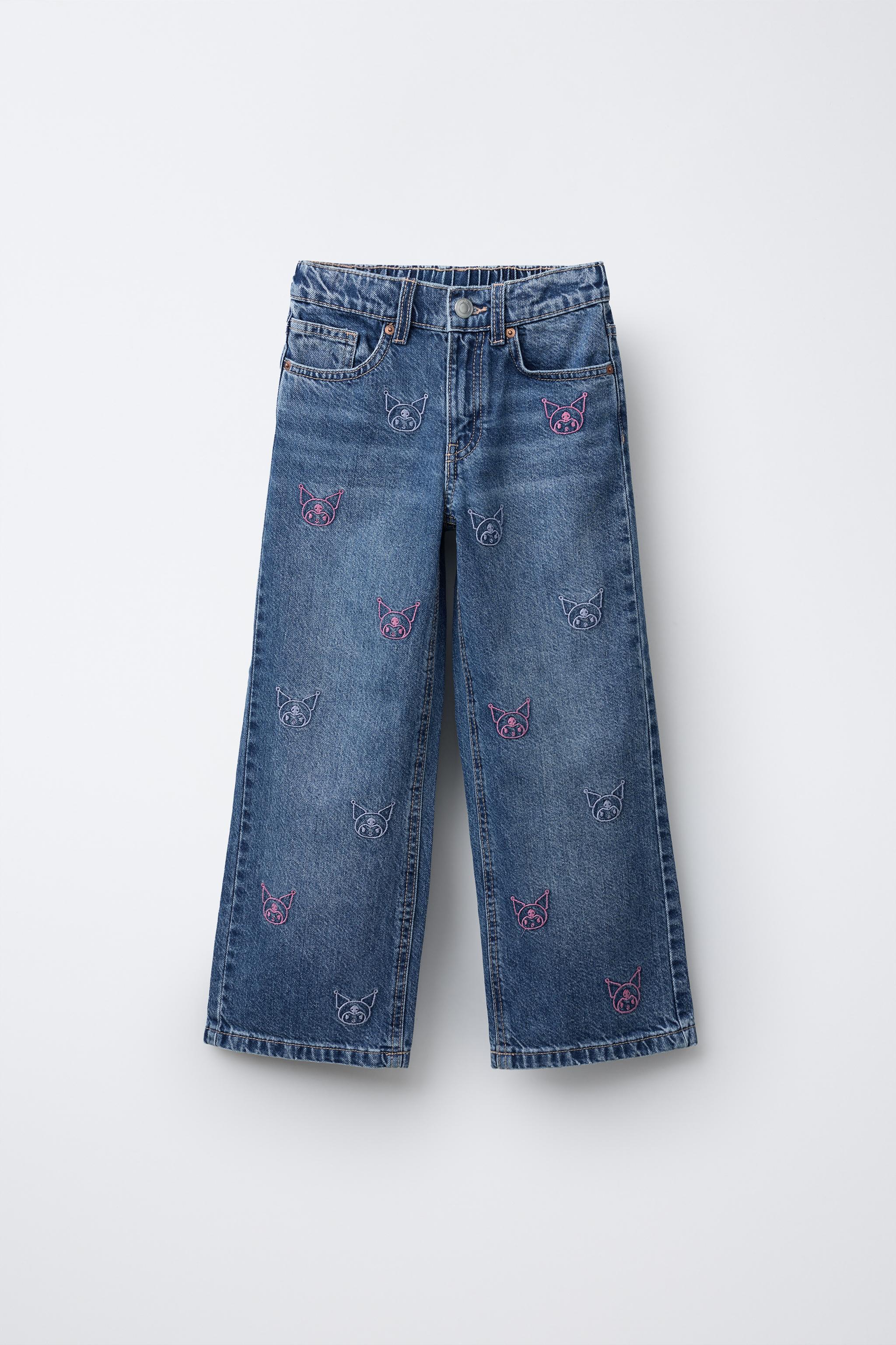 OKAYAMA front pocket denim ブルーデニム PANTALÓN DENIM WIDE LEG KUROMI © SANRIO - ブルー | ZARA