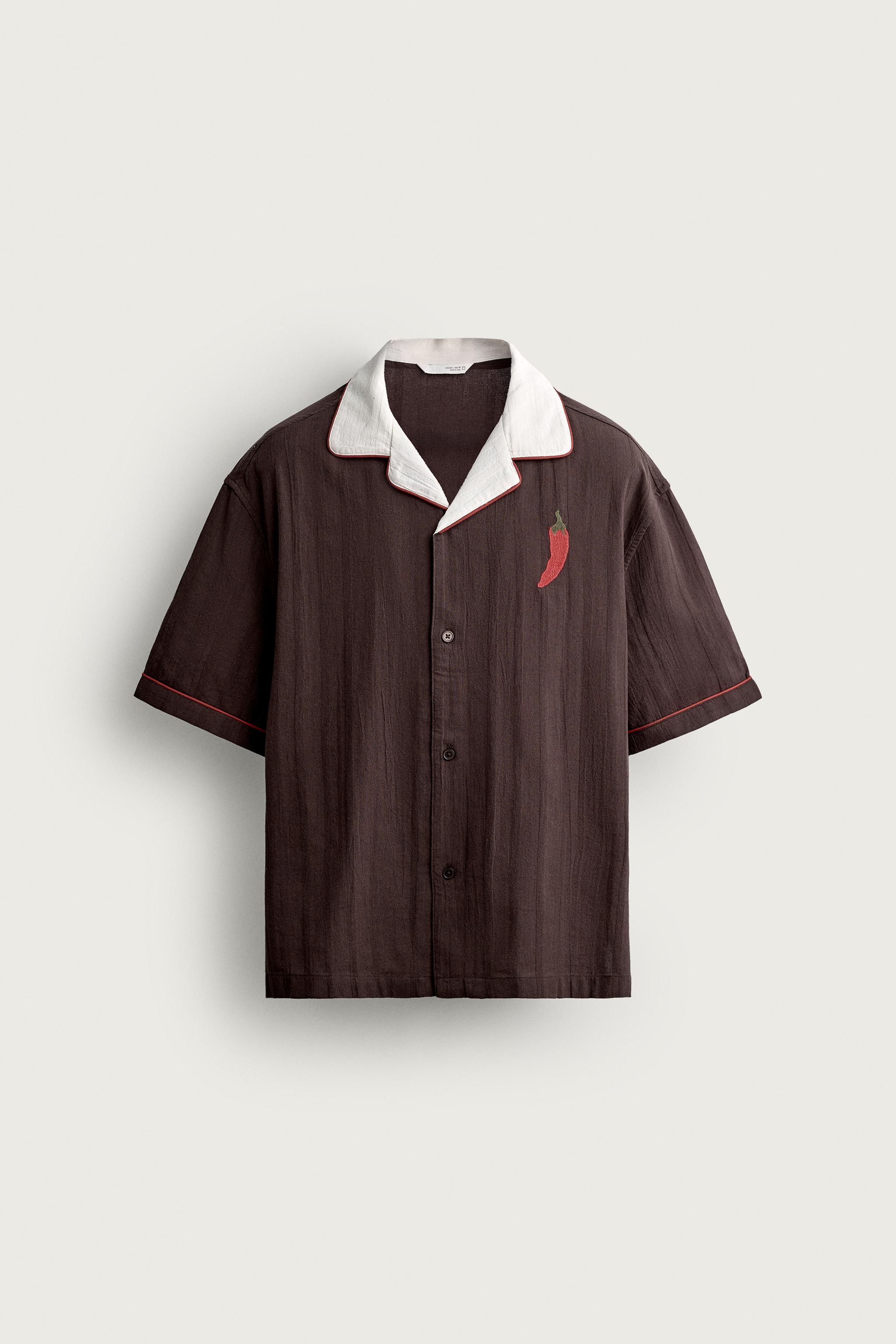 CHEMISE RELAXED FIT À BRODERIE PIMENT