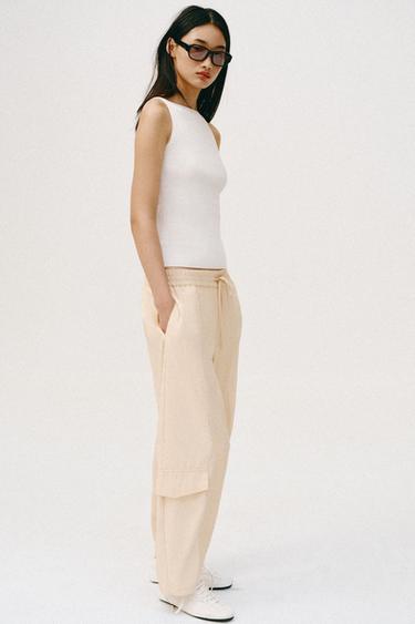 CONTRAST BARREL TROUSERS - Sand / Marl by Zara - Image 4