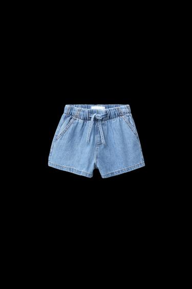 ELASTIC DENIM BERMUDA SHORTS - Blue by Zara - Image 0