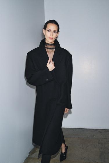 MANTEAU EN MÉLANGE DE LAINE ZW COLLECTION - Noir de Zara - Image 3