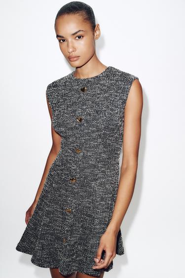 STRUCTURED SKATER DRESS - Black / White by Zara