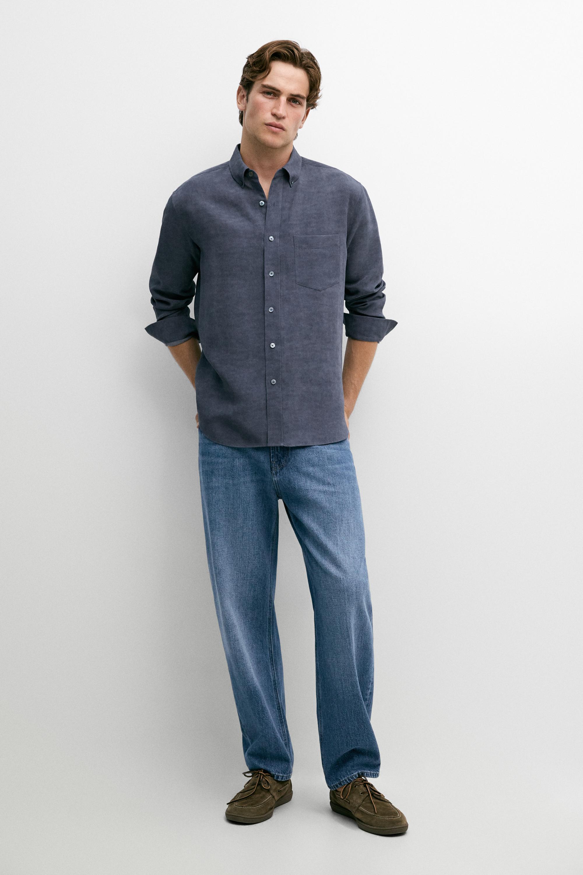 Regular fit shirt with pocket detail — Neon pink