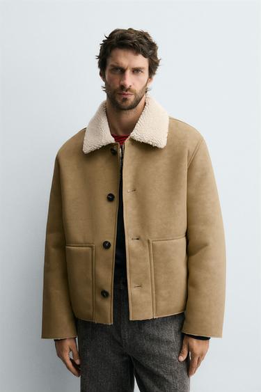 DOUBLE-FACED FAUX LEATHER JACKET - Light beige by Zara