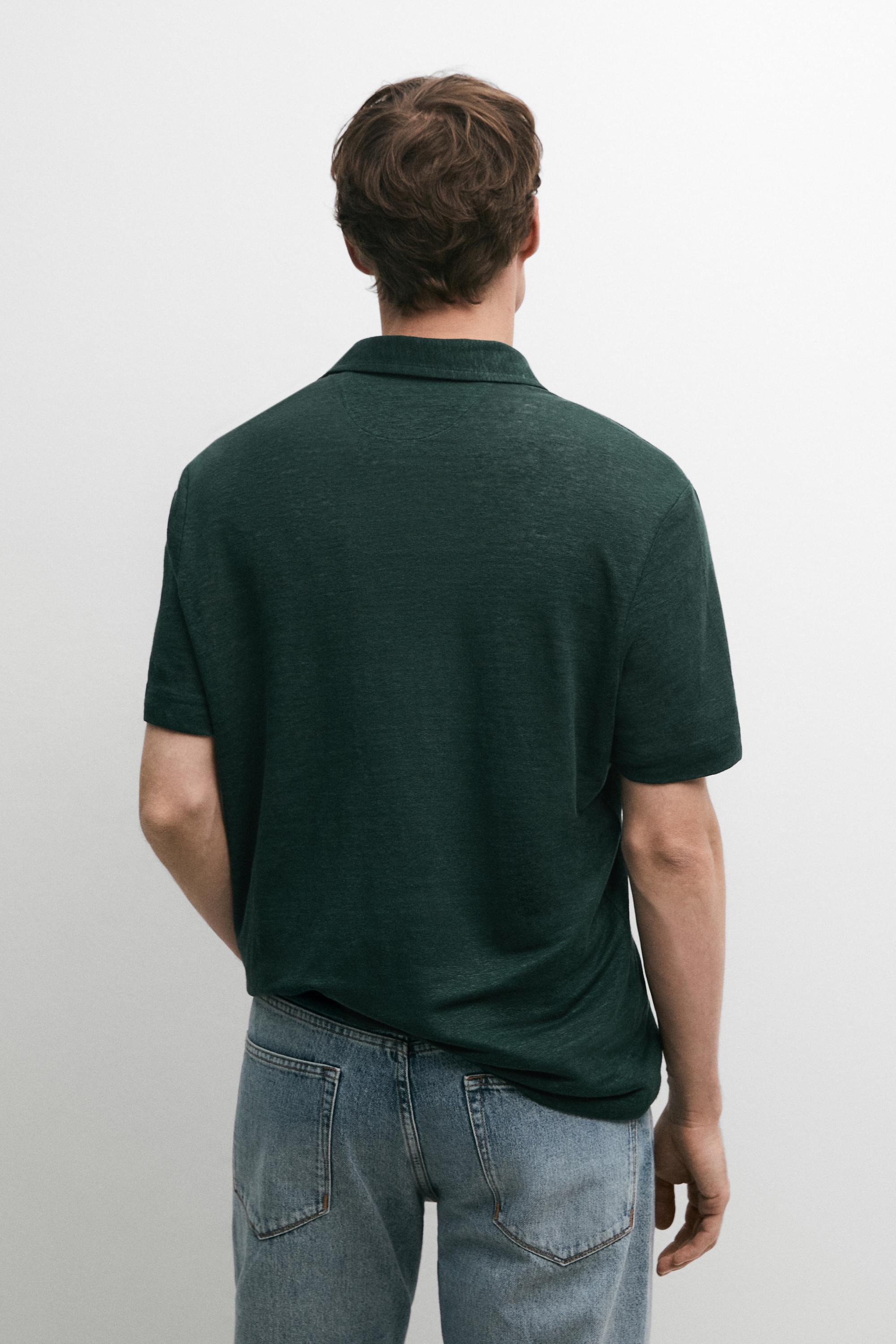 100% linen short sleeve polo shirt