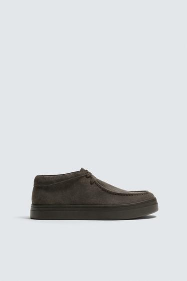 ZAPATO PIEL BORDÓN - Gris de Zara